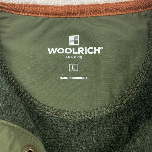 L Woolrich Snap Fleece Pullover Sweater Heather Green - Picture 9 of 12